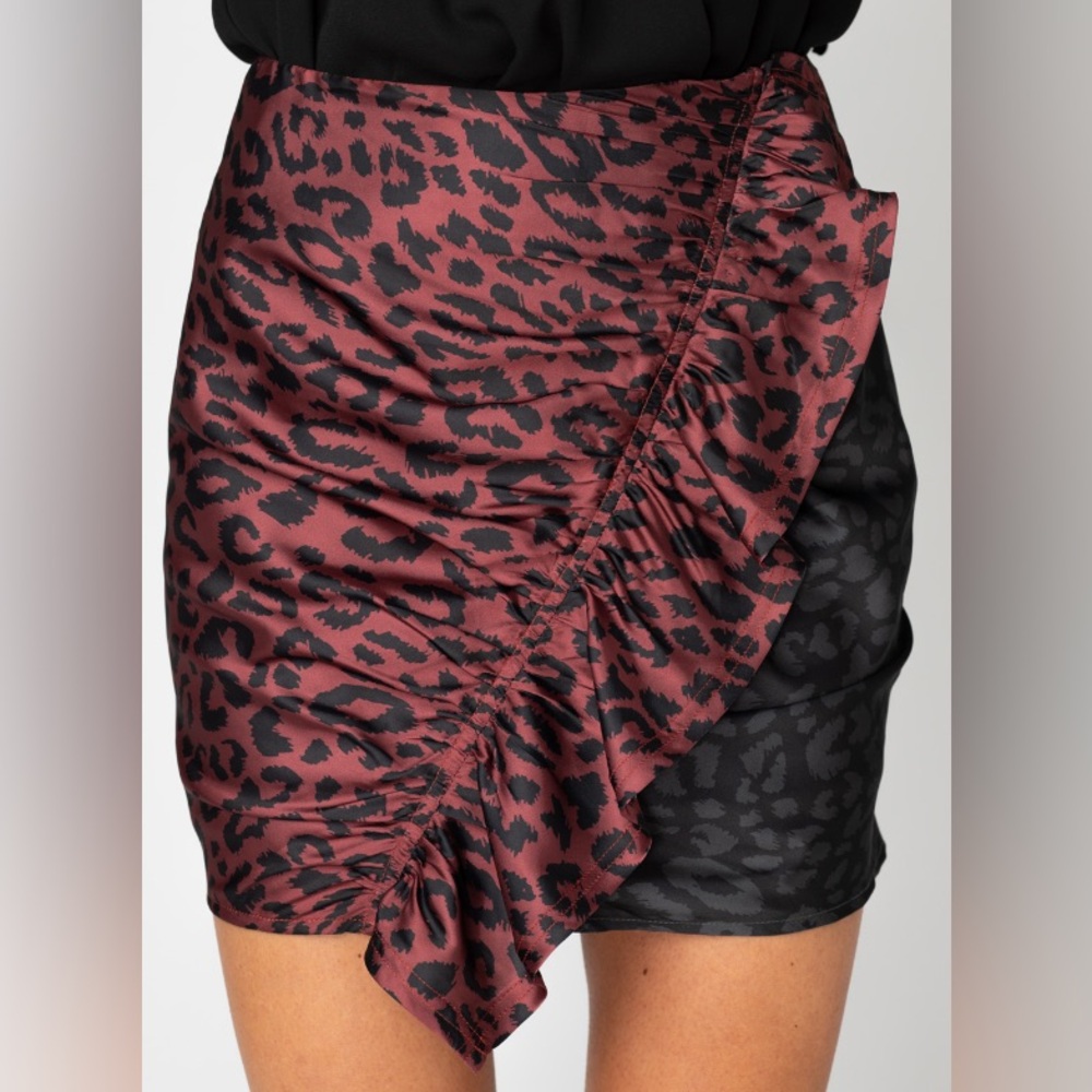 NWT Buddy Love Satin Leopard Skirt